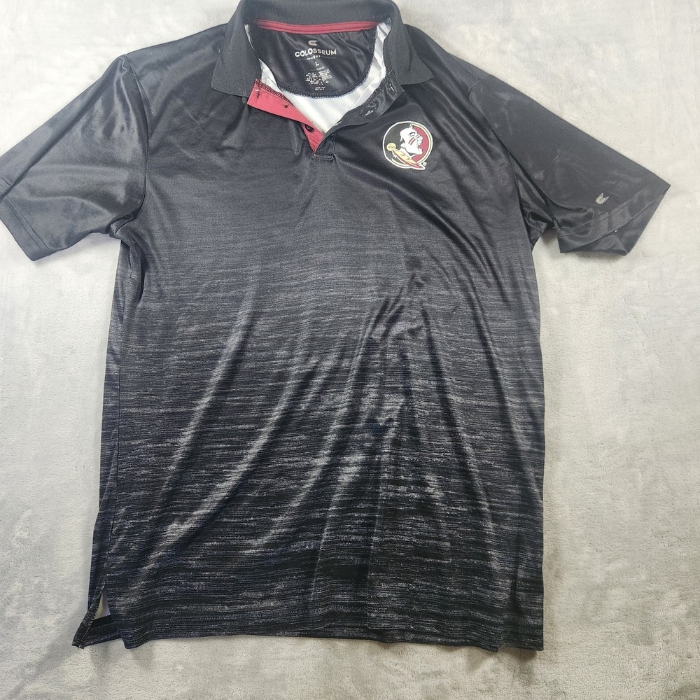 Colosseum Polo‎ Mens Large Black Florida State Seminoles Short Sleeve